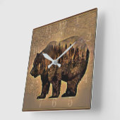 Horloge Carrée Grizzly Bear (Angle)