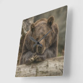 Horloge Carrée Grizzly Bear (Angle)