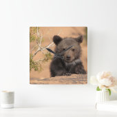 Horloge Carrée Grizzly Bear Cub (Maison)