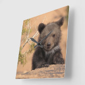 Horloge Carrée Grizzly Bear Cub (Angle)