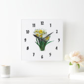 Horloge Carrée Groupe de jonquilles blanches (Maison)