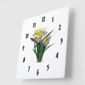 Horloge Carrée Groupe de jonquilles blanches (Angle)