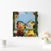 Horloge Carrée Groupe musical sur Balcon Art Art Néerlandais Pein (Maison)