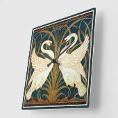 Horloge Carrée Grue - Cygne, ruée et iris (Angle)