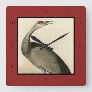 Horloge Carrée Grue de Sandhill d'Audubon's Birds of America