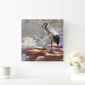 Horloge Carrée Grue japonaise “Longévité” (Maison)