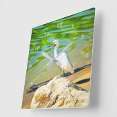 Horloge Carrée Grue Sur La Rivière Mismaloya 0335 (Angle)