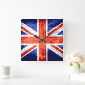 Horloge Carrée Grunge Royaume-Uni Drapeau 6 (Maison)
