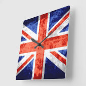 Horloge Carrée Grunge Royaume-Uni Drapeau 6 (Angle)