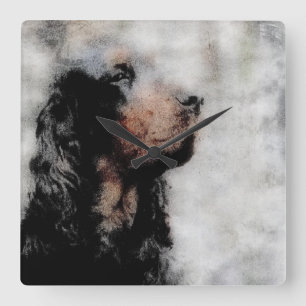 Horloge carrée grunge tête de Setter Gordon