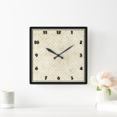 Horloge Carrée Grunge yellow background with faded red polka dot (Maison)