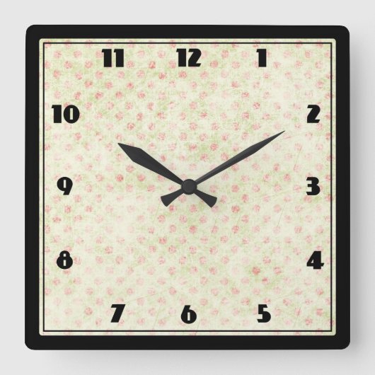 Horloge Carrée Grunge yellow background with faded red polka dot (Recto)