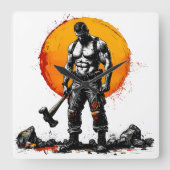 Horloge Carrée guerrier barbare médiéval imaginaire hummer force (Recto)