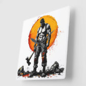 Horloge Carrée guerrier barbare médiéval imaginaire hummer force (Angle)