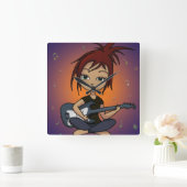 Horloge Carrée Guitar Chick (Maison)