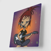 Horloge Carrée Guitar Chick (Angle)