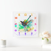 Horloge Carrée Guitar et chords splatter (Maison)