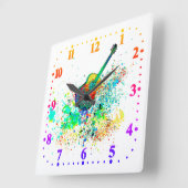 Horloge Carrée Guitar et chords splatter (Angle)