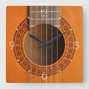 Horloge Carrée Guitare classique orange tan