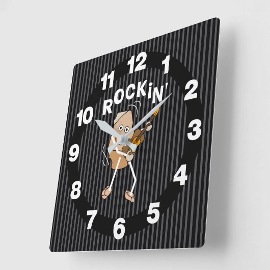 Horloge Carrée Guitare de Rockin (Angle)