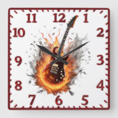 Horloge Carrée Guitare électrique fière la nuit (Recto)