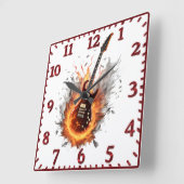 Horloge Carrée Guitare électrique fière la nuit (Angle)