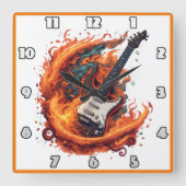 Horloge Carrée Guitare électrique fière la nuit (Recto)
