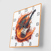 Horloge Carrée Guitare électrique fière la nuit (Angle)