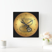 Horloge Carrée Guitare électrique ~ Scroll musical ~ Golden Globe (Maison)