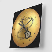 Horloge Carrée Guitare électrique ~ Scroll musical ~ Golden Globe (Angle)