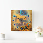 Horloge Carrée Guitare florale (Maison)