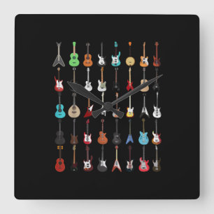 Horloge Carrée Guitare Musical Instrument Rock and Roll