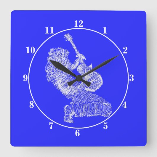 Horloge Carrée Guitare Player - Rock N Roll (Recto)