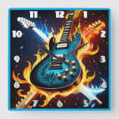 Horloge Carrée Guitares électriques dans une explosion musicale e (Recto)
