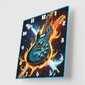 Horloge Carrée Guitares électriques dans une explosion musicale e (Angle)