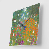 Horloge Carrée Gustav Klimt - Jardin des fleurs (Angle)