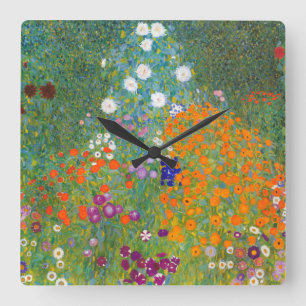 Horloge Carrée Gustav Klimt : Jardin fleuri