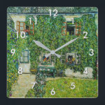 Horloge Carrée Gustav Klimt - La Maison de Guardaboschi<br><div class="desc">Maison de Guardaboschi / Maison à Weissenbach du lac Attersee - Gustav Klimt,  Huile sur toile,  1912</div>
