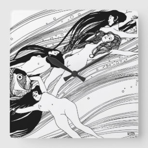 Horloge Carrée Gustav Klimt - Sang de poisson Art surréaliste jap