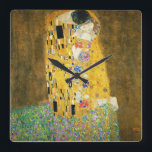 Horloge Carrée Gustav Klimt The Kiss Vintage Art Nouveau Painting<br><div class="desc">Gustav Klimt The Kiss Vintage Art Nouveau Painting The Kiss (In German: Der Kuss) was painted by the Austrian Symbolist painter Gustav Klimt between 1907 and 1908, the highpoint of his Golden Period, when he painted a number of works in a similar gilded style. The painting is widely considered a...</div>