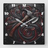 Horloge Carrée Hache de pompier décorative (Recto)