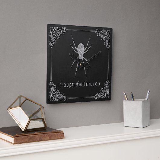 Horloge Carrée Halloween argentée (Bureau)
