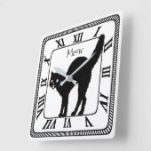 Horloge Carrée Halloween Chat noir Silhouette Maison ou Bureau Dé (Angle)