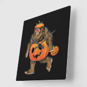 Horloge Carrée Halloween Citrouille Bigfoot (Angle)