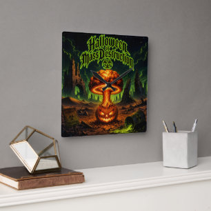 Horloge Carrée Halloween de destruction massive Citrouille radioa