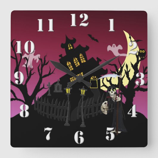 Horloge Carrée Halloween effrayant (Recto)