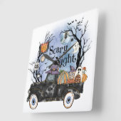 Horloge Carrée Halloween la nuit_effraie (Angle)