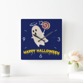 Horloge Carrée Halloween Lune Hantée Maison Carré Cloc (Maison)