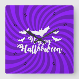 Horloge Carrée Halloween Lune Hantée Maison Carré Cloc