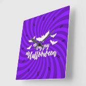 Horloge Carrée Halloween Lune Hantée Maison Carré Cloc (Angle)